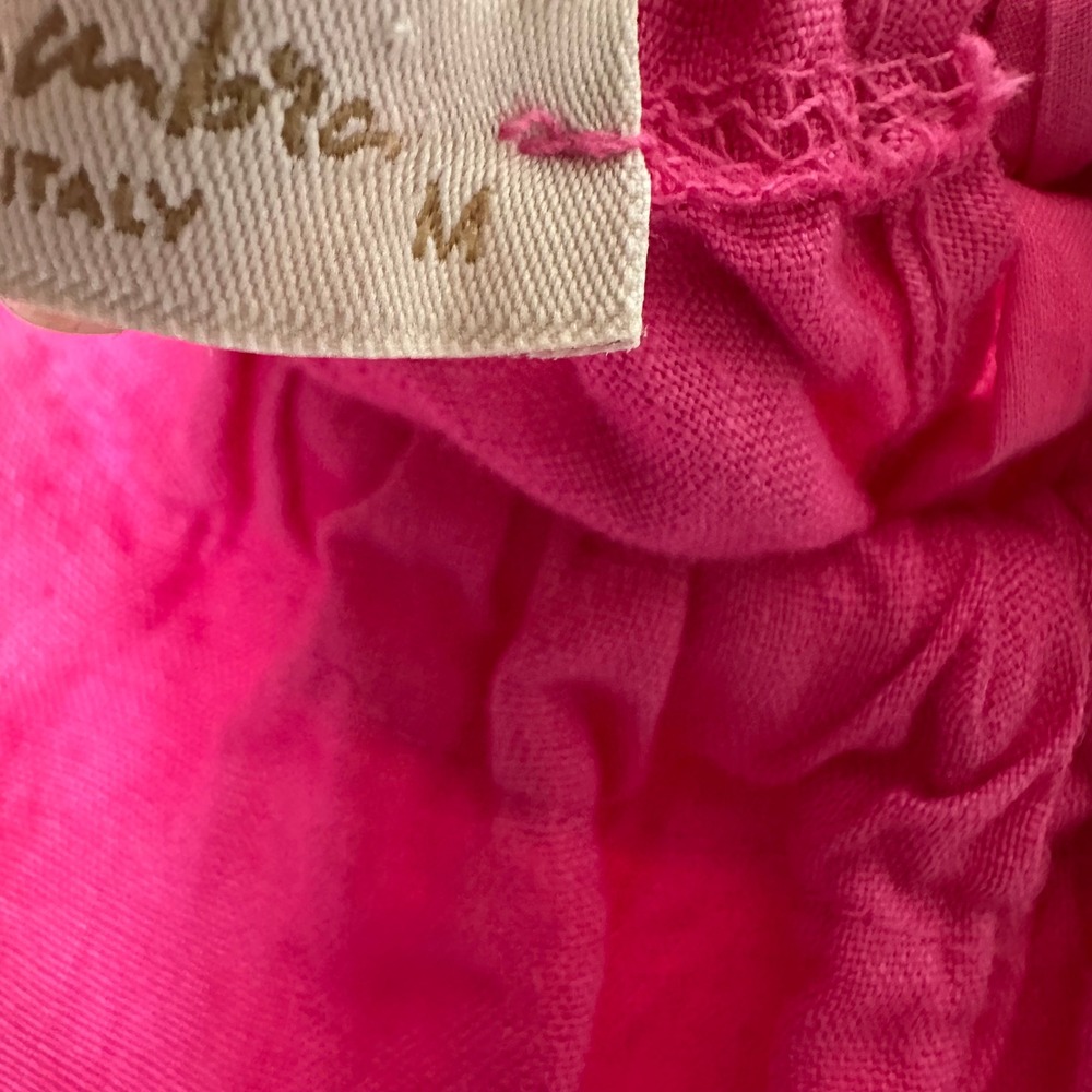 Bellaombra Italy Pink Linen Tiered Halter Tie Back Mini Dress Womens Size Medium - Picture 5 of 5